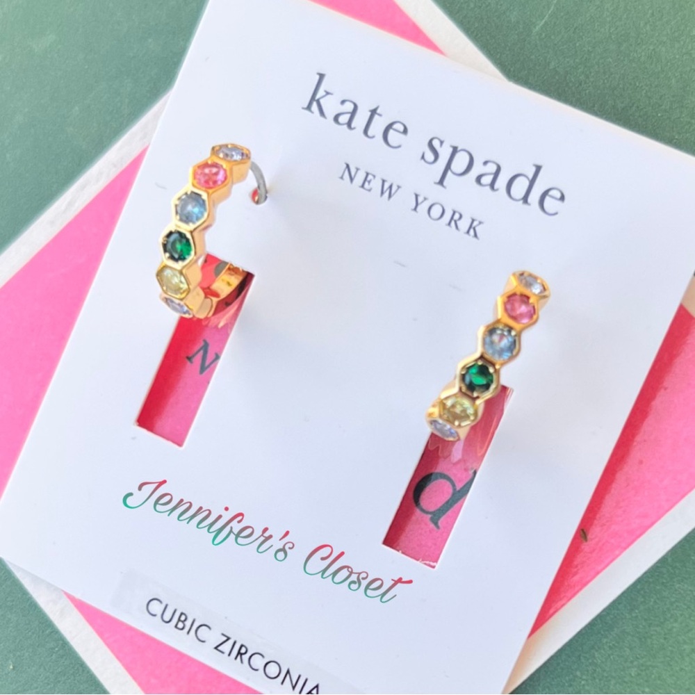 Kate Spade New York NWT / Gold-Tone & Stone Huggie Hoop Earrings